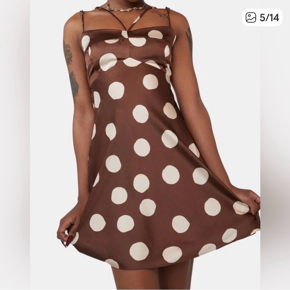 Altar'd State Brown Polka Dot Mini Dress